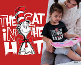 Funny Cat in Hat T-Shirt, World Book Day, Reading Club, Dr Seuss Inspired Tee